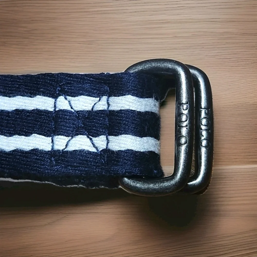 Polo Ralph Lauren Boys Adjustable Navy White Web Belt 23” 1” Wide